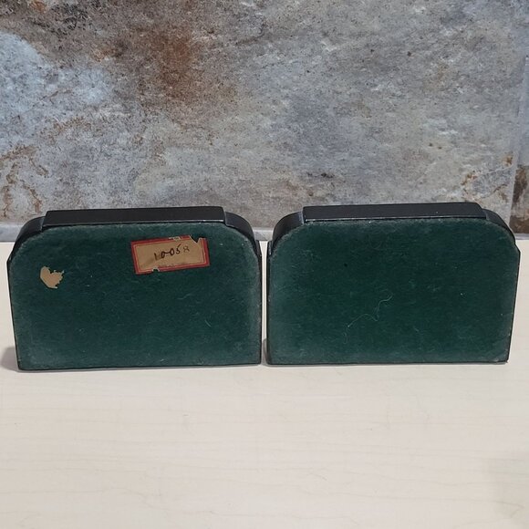 Vintage Pair Floral Rose Pot Metal Bronze Bookends - Picture 5 of 7